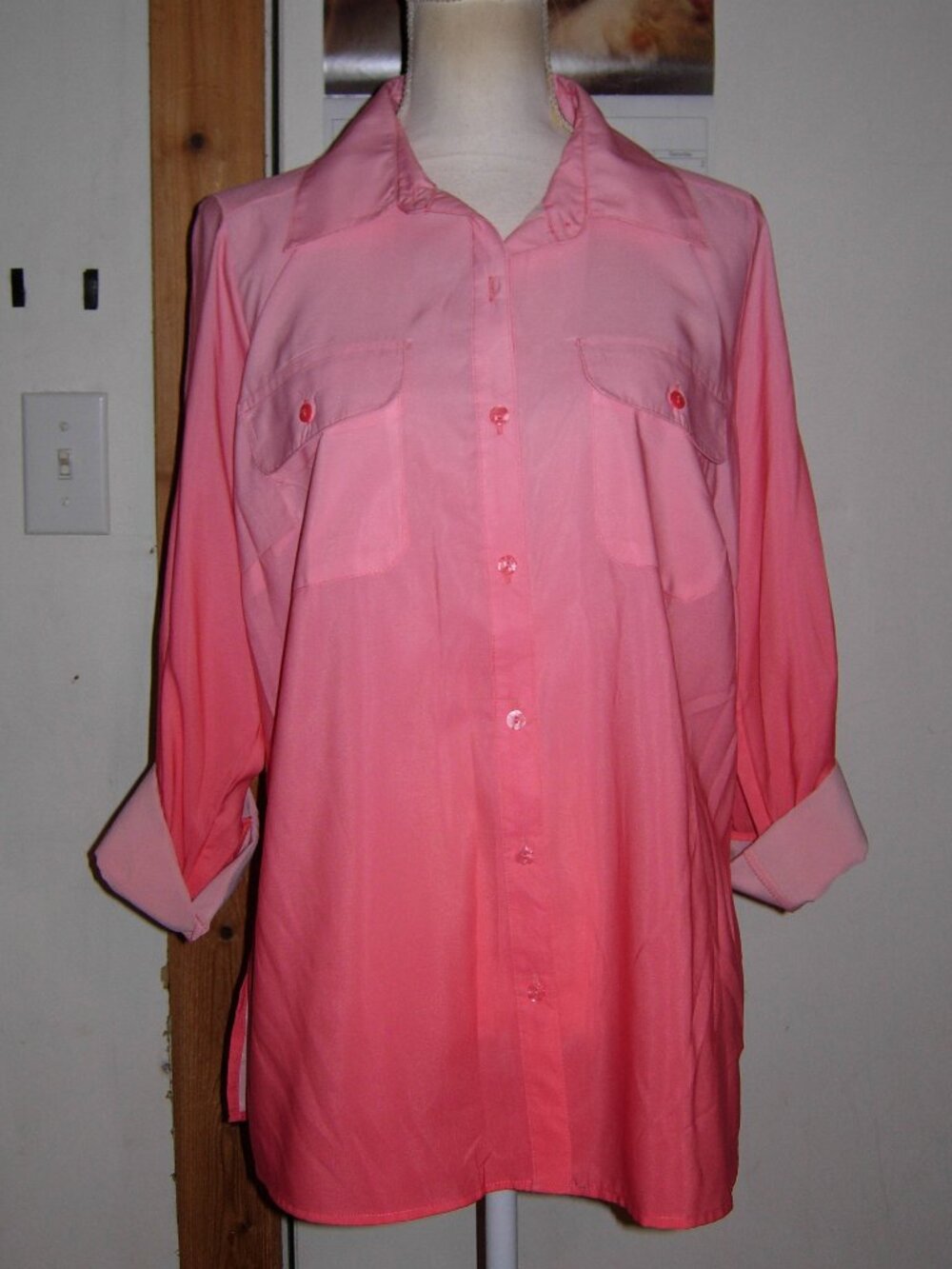 Notations Pink Ombre Button Front Top 1X